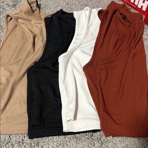 SHEIN Women's Crop Tops - Tan, Black, White, Brown